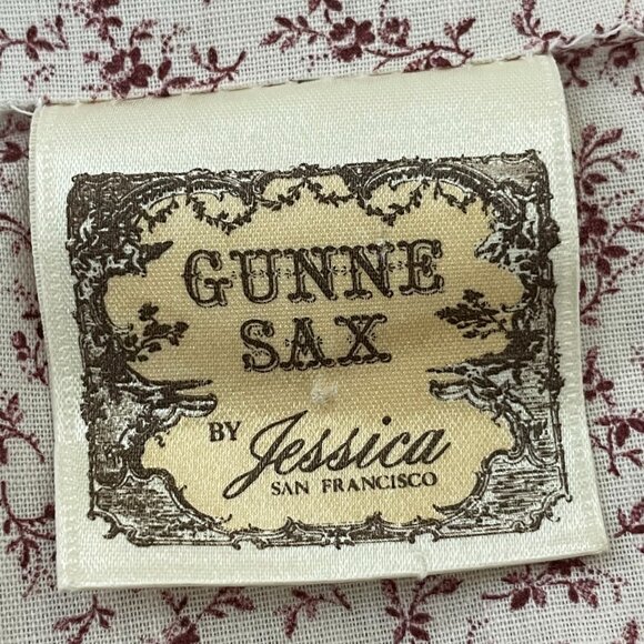 Gunne Sax Dress Prairie 70s Floral Lace Short Sleeve Pale Pink Retro Junior Midi - Picture 3 of 15